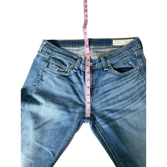 EUC Rag & Bone Dre Low Rise Crop Slim Boyfriend Jeans Raw Hem Blue Denim Size 26 - Picture 8 of 9